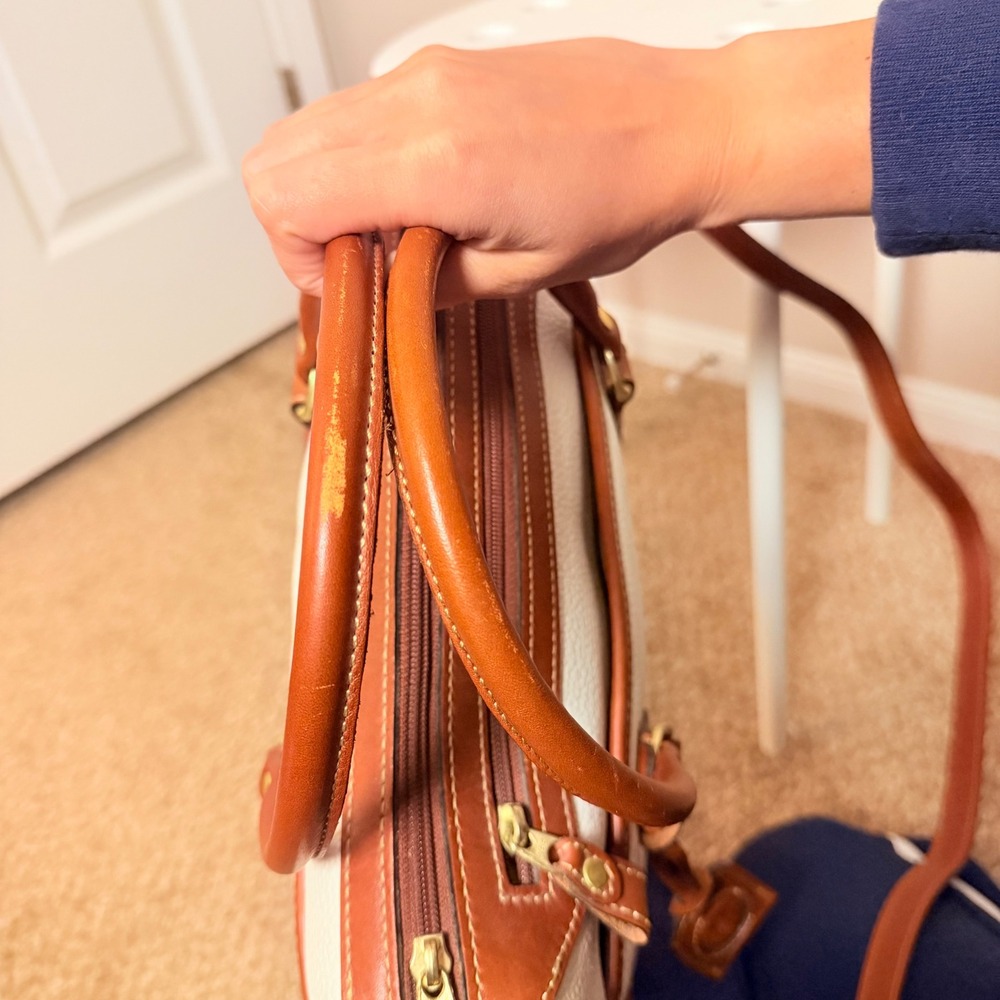 VTG 80s Liz Claiborne White Pebbled Leather Bag Shoulder Purse Y2K Crossbody - Picture 5 of 12
